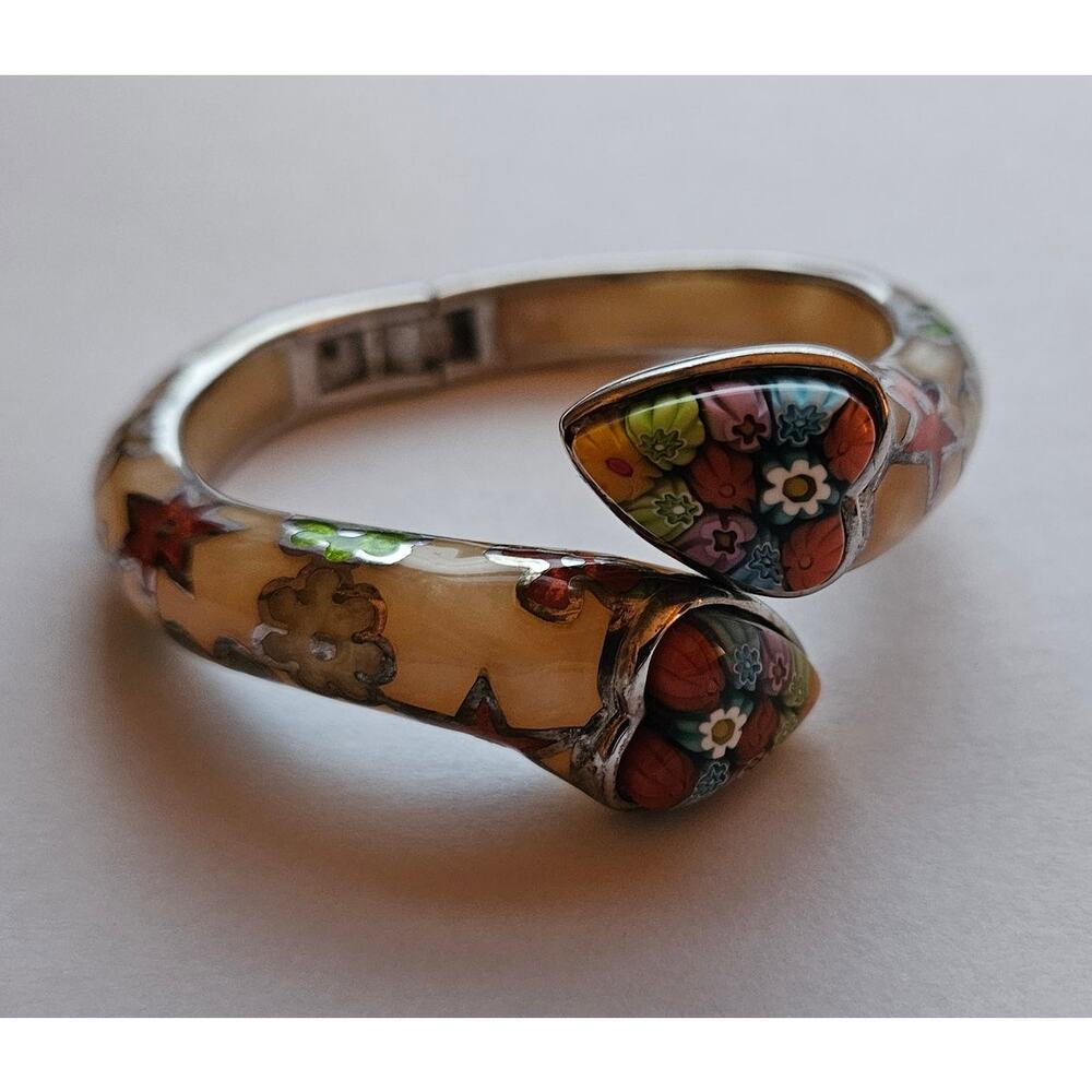 Alan K Murano Millefiori Glass Snake Hinged Bracelet/Bangle - Picture 2 of 5